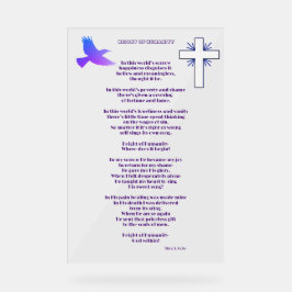 Christliches Gedicht, Größe der Menschheit Acrylschild