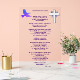 Christliches Gedicht, Größe der Menschheit Acrylschild
