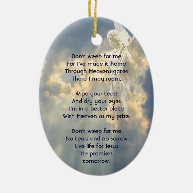Christliches Gedicht Memorial Keepake Angel Sky Cl Keramik Ornament (Hinten)