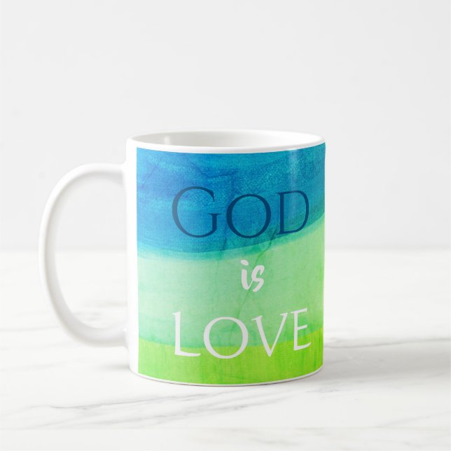 Christliches Geschenk Gott ist Liebe Malerischer K Kaffeetasse (Links)