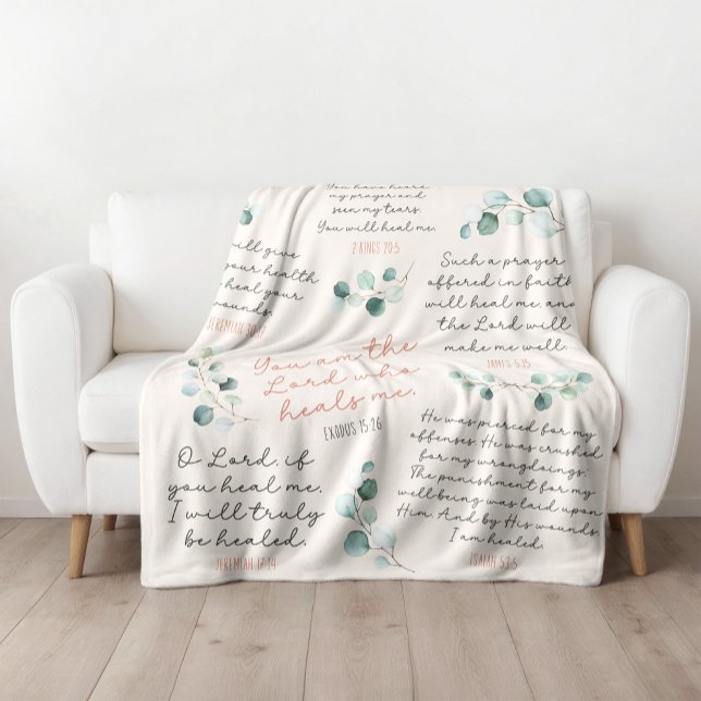 Christliches Geschenk I g gemütliche Heilbücher Ge Sherpadecke (Cozy eucalyptus healing scripture large prayer shawl blanket, God's Word by His stripes I am healed )