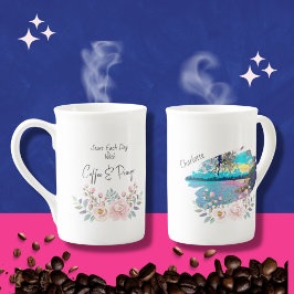 Christliches Geschenk | Kaffeekofferte | floral |  Prozellantasse