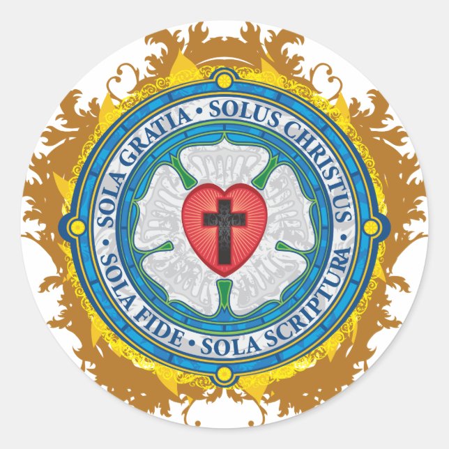 Christliches Geschenk Luther Rose Jesus Cross Gott Runder Aufkleber (Vorderseite)