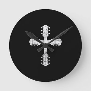 christliches Gitarrenkreuz Runde Wanduhr