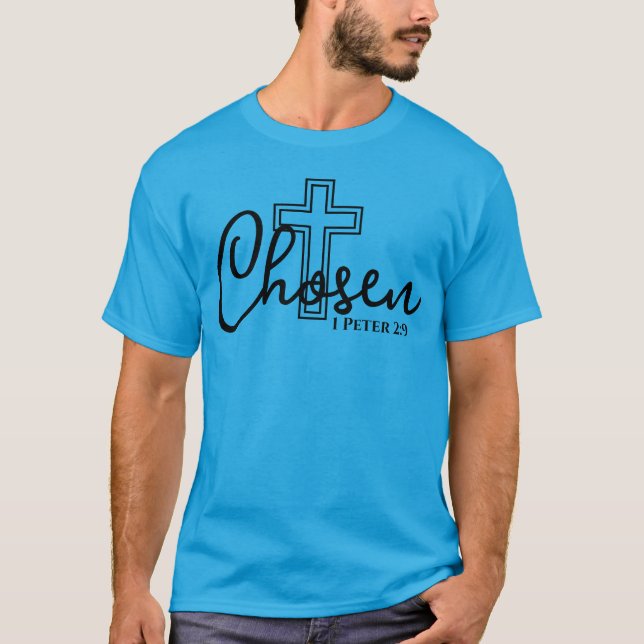 Christliches Glaubensbuch Kreuz ausgewählt 1 Peter T-Shirt (Vorderseite)