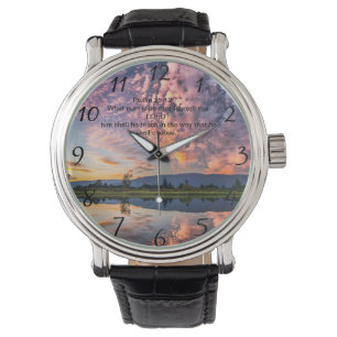 Christliches Glaubenskreuz mit Psalm 25:12 Armbanduhr