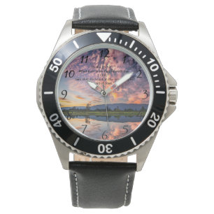 Christliches Glaubenskreuz mit Psalm 25:12 Armbanduhr