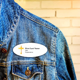 Christliches Goldkreuz, 3" x 2" Acryl, magnetisch Namenschild