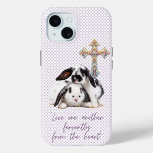 Christliches Grau Getupftes Pastellkreuz Häschen M Case-Mate iPhone Hülle