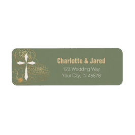 Christliches Green Gold Floral Return-Address-Labe