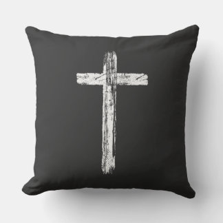 Christliches Grunge-Kreuz-Quadrat Kissen