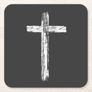 Christliches Grunge-Kreuz Rechteckiger Pappuntersetzer