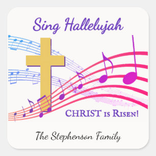 Christliches HALLELUJA CHRISTUS IST AUFERSTANDEN O Quadratischer Aufkleber