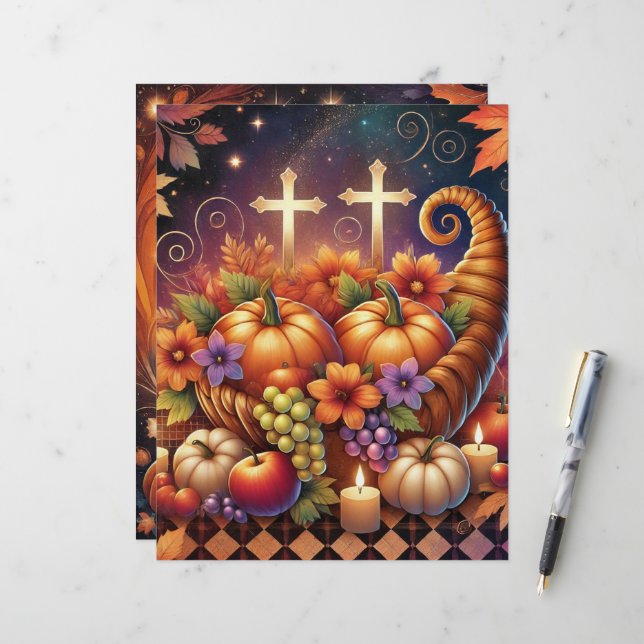 Christliches Halloween Cornucopia Scrapbook (Vorderseite/Rückseite Beispiel)