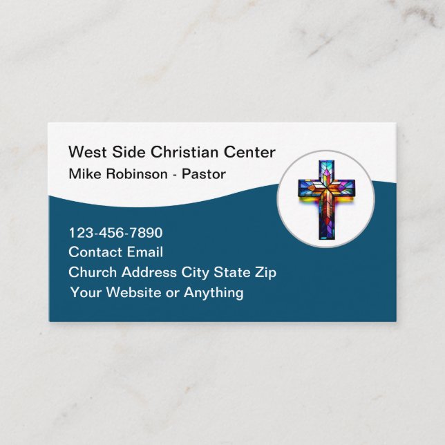 Christliches Hartglas Cross Church Business Cards Visitenkarte (Vorderseite)