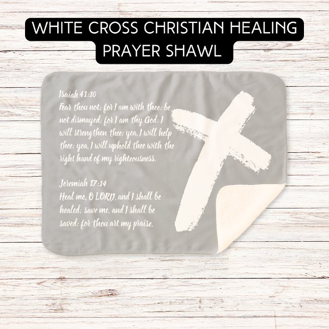 Christliches Heilgebet im Weißen Kreuz Sherpadecke (White Cross Christian Healing Prayer Shawl Sherpa Blanket)