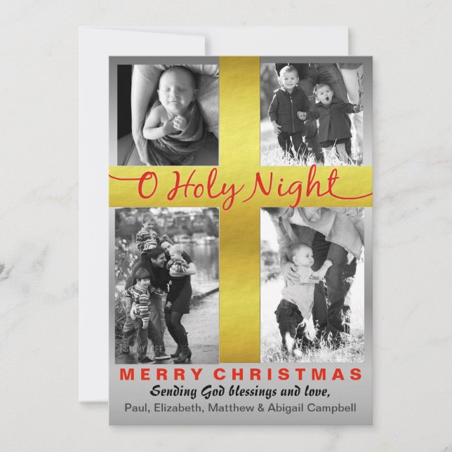 Christliches Heilige Nacht Religiöses Kreuz Feiertagskarte (Vorderseite)