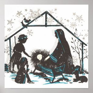 Christliches Heiliges Baby Jesus Weihnachtskrippe Poster