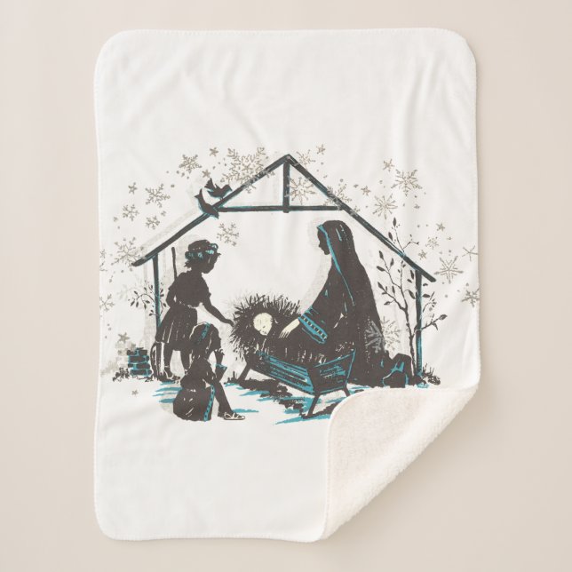 Christliches Heiliges Baby Jesus Weihnachtskrippe  Sherpadecke (Vorderseite)