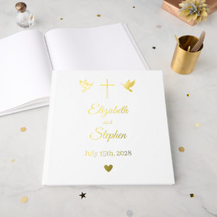 Christliches Hochzeitsgästebuch Goldfolie Tauben Gästebuch