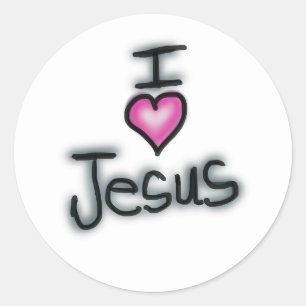 Christliches 'Ich liebe Jesus' rosa Herz  Runder Aufkleber