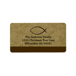 Christliches Ichthys Fisch-Symbol Adressaufkleber