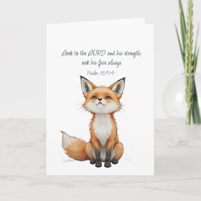 Christliches Inspirationszitat Psalm 105:4 Fuchs C Karte (Vorderseite)