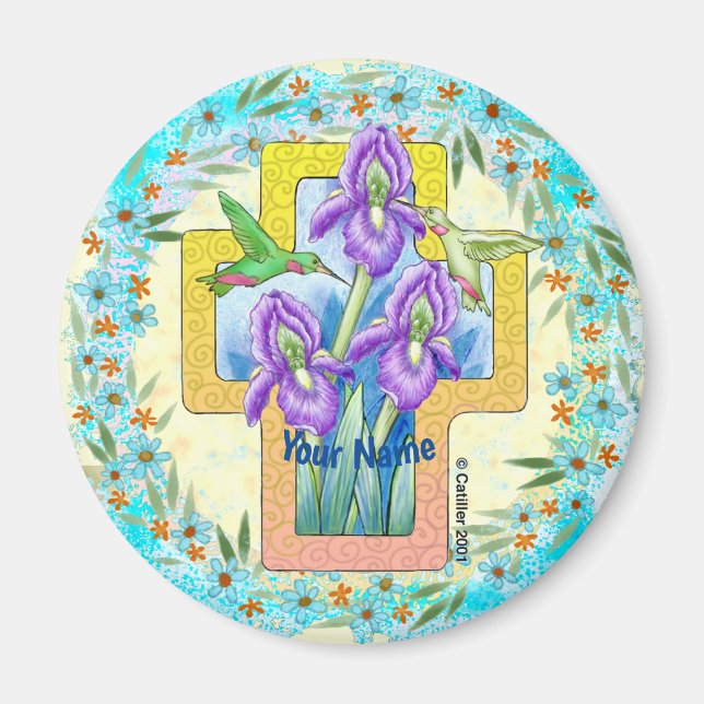 Christliches Iris-Kreuz-Magnet Magnet (Vorne)