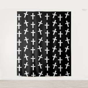 Christliches Jesus-Kreuz-Schwarzes Ostermuster Wandteppich