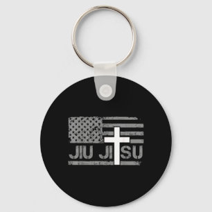 Christliches Jiu Jitsu Amerikanische Flagge Kreuz  Schlüsselanhänger
