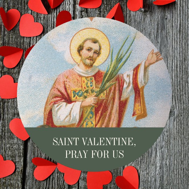 Christliches katholisches Gebet St. Valentinstag Runder Aufkleber (Religious Christian Catholic St Valentine Prayer Saint Valentine's Day Classic Round Sticker)