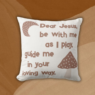 Christliches Kindergebet Brown & White   Kissen