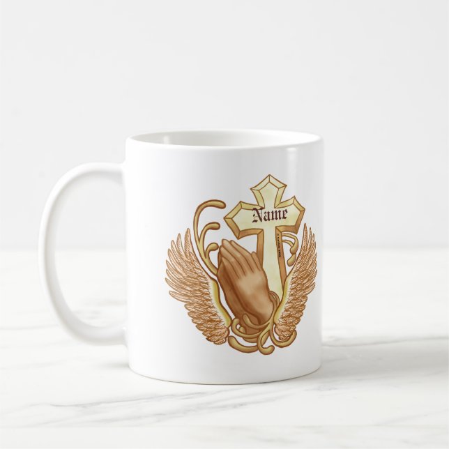 Christliches Kreuz der Gebet-Hände Kaffeetasse (Links)