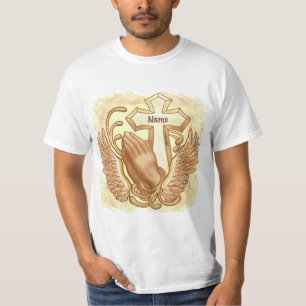 Christliches Kreuz der Gebet-Hände T-Shirt