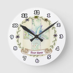 Christliches Kreuz der Taube Runde Wanduhr