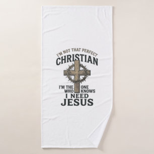 Christliches Kreuz Dornenkrone Vintage-Glaubens-Sh Badehandtuch