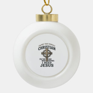 Christliches Kreuz Dornenkrone Vintage-Glaubens-Sh Keramik Kugel-Ornament