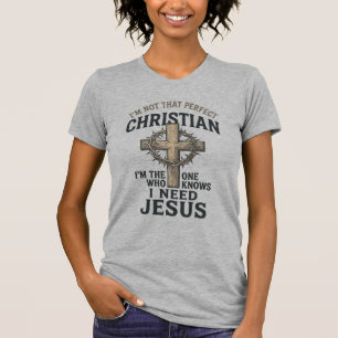 Christliches Kreuz Dornenkrone Vintage-Glaubens-Sh T-Shirt