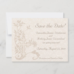 Christliches Kreuz floriert Save-the-Date-Karten Save The Date