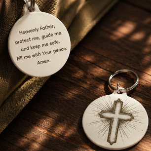 Christliches Kreuz Gebet zum Schutz des Glaubens Haustiermarke