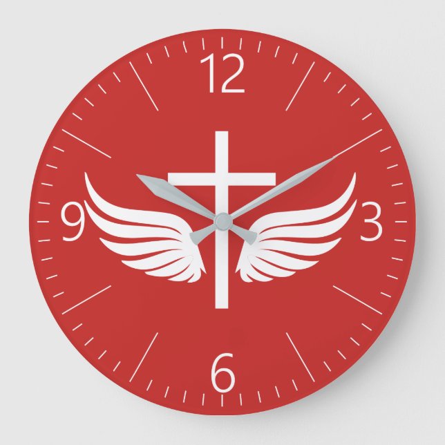Christliches Kreuz Große Wanduhr (Vorderseite)