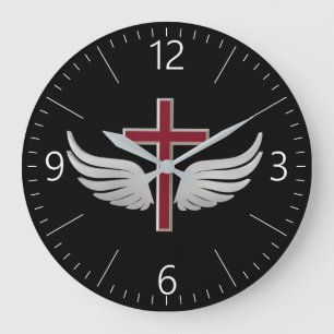 Christliches Kreuz Große Wanduhr