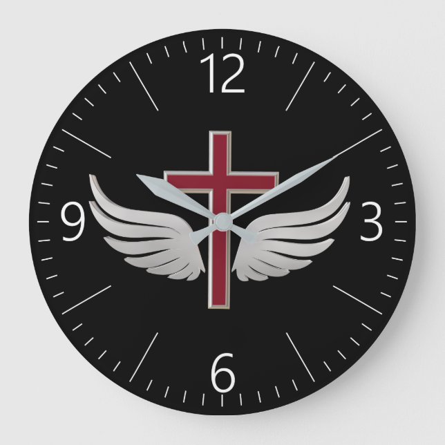 Christliches Kreuz Große Wanduhr (Vorderseite)