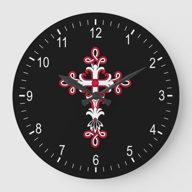 Christliches Kreuz Große Wanduhr (Vorderseite)