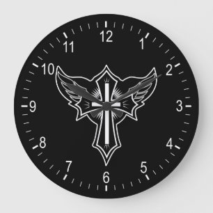 Christliches Kreuz Große Wanduhr