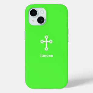 Christliches Kreuz I Liebe Jesus Lime Green Case-Mate iPhone Hülle