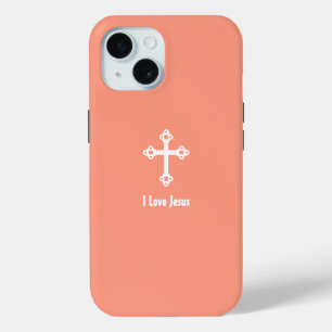 Christliches Kreuz I Liebe Jesus Salmon Orange Case-Mate iPhone Hülle