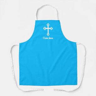 Christliches Kreuz I Liebe Jesus Sky Blue Schürze