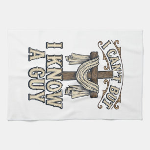 Christliches Kreuz Ich Kenne Einen Typ Vintage-Shi Geschirrtuch