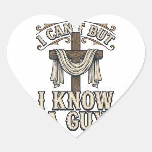 Christliches Kreuz Ich kenne einen Typ Vintage-Shi Herz-Aufkleber